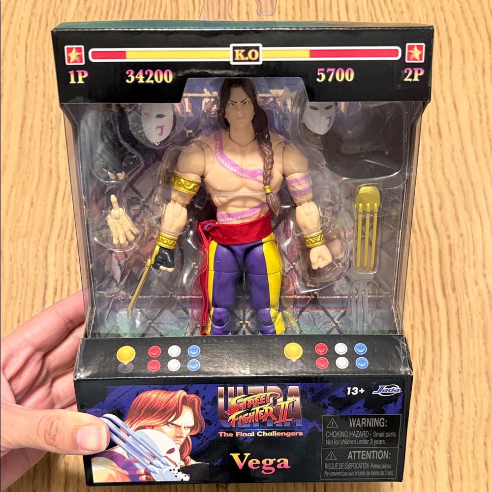 Street Fighter Vega Figure with Purple and Red Outfit